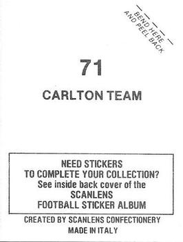 1984 Scanlens VFL Stickers #71 Carlton Blues Team Back